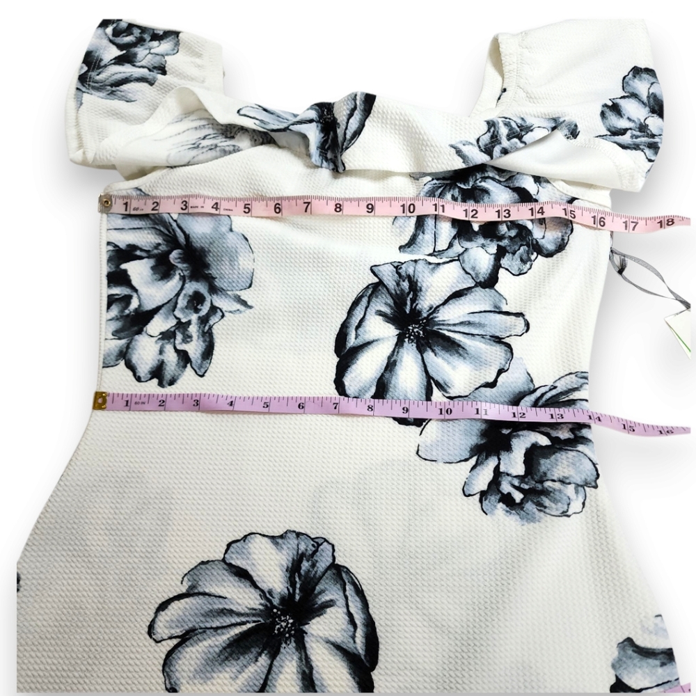 Iris White Gray Floral Stretch Comfy Dress NWT Juniors Large/Womens Size Small - Picture 6 of 11